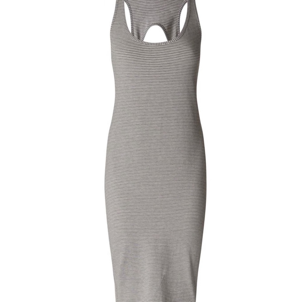 Gray Striped Sleeveless Bodycon Dress